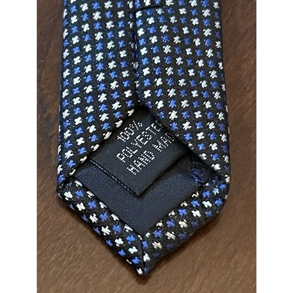 Mario Lorenzi Blue Black 100% Polyester Hand Made Men’s Neck Tie Made In China - Picture 7 of 9